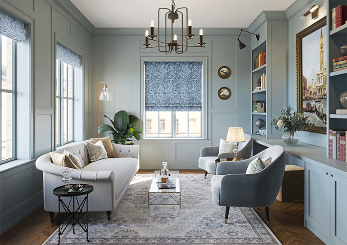 Acoustic Velvet, Classic Blue - Motorised Roman Blind - Image 8
